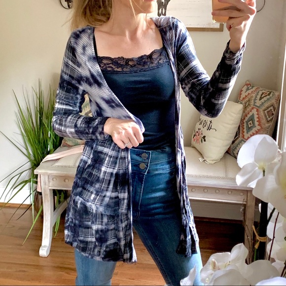 flannel and cardigan